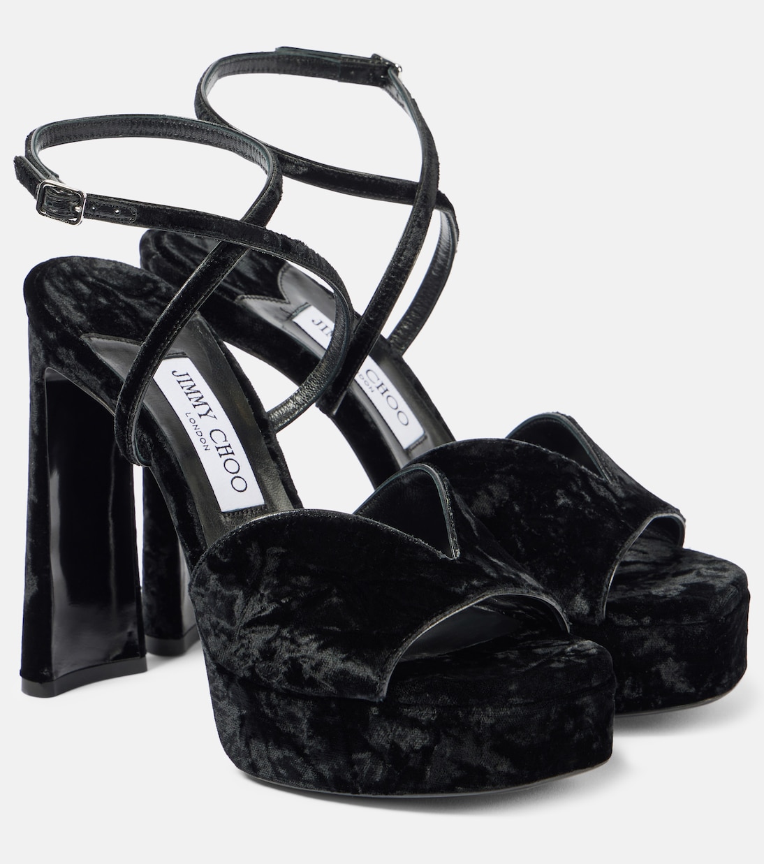 Бархатные босоножки Karli 125 на платформе Jimmy Choo, черный