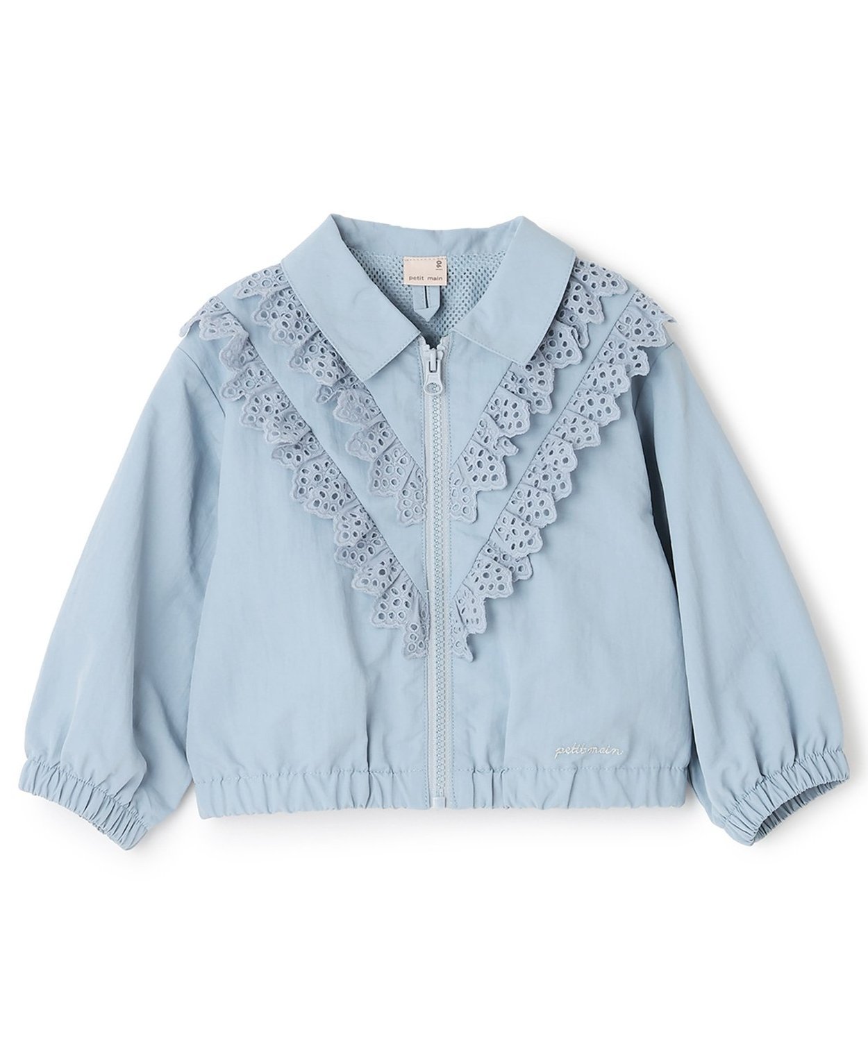 Блузон с кружевной оборкой Petit Main, blue
