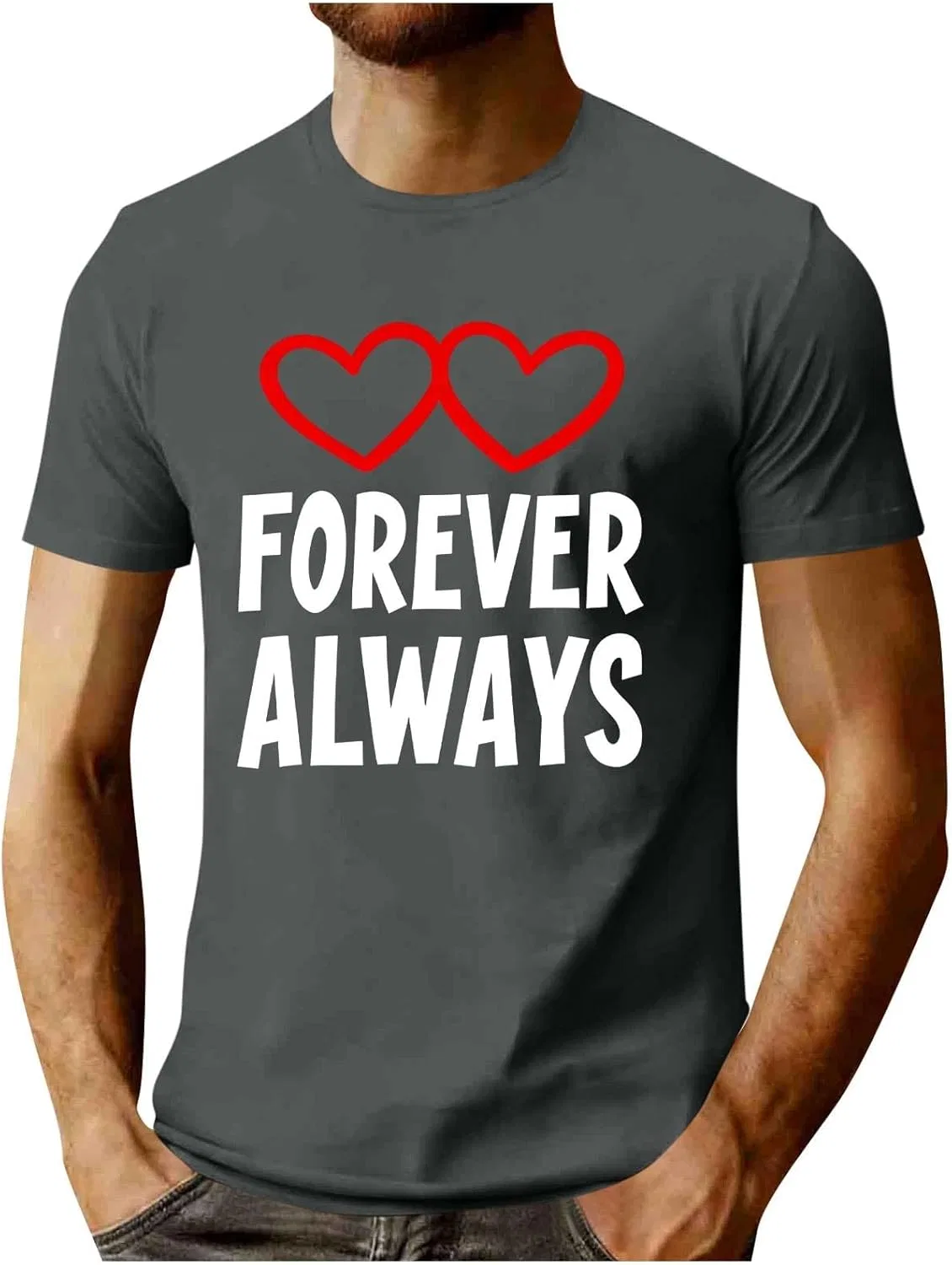 Футболка Forever Always Valentine's Day с коротким рукавом и принтом Love, летний топ Generic, серый