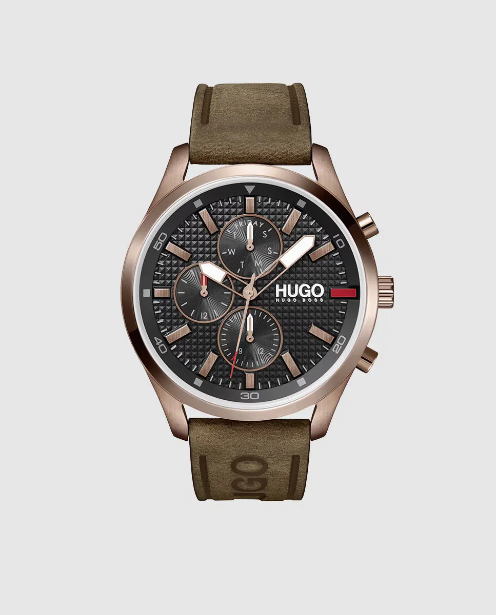 

Hugo 1530162 многофункциональные коричневые кожаные мужские часы, коричневый