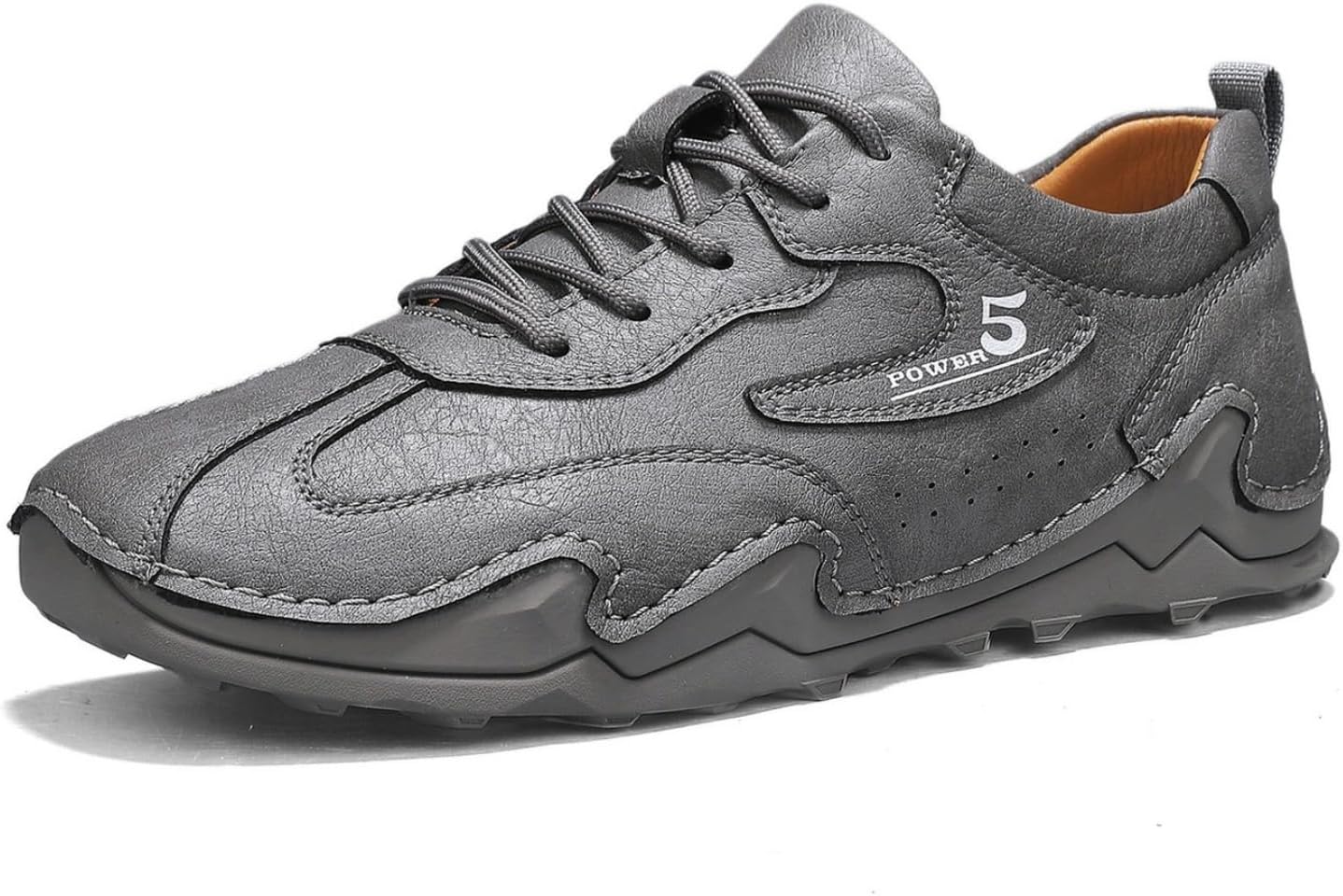 

Мужские кожаные повседневные прогулочные туфли Комфортные с шнуровкой, низкие модельные кроссовки для улицы, походов, легкие, нескользящие для городских прогулок, парков, коротких походов, ежедневных поездок и путешествий Yrzhgdl, серый