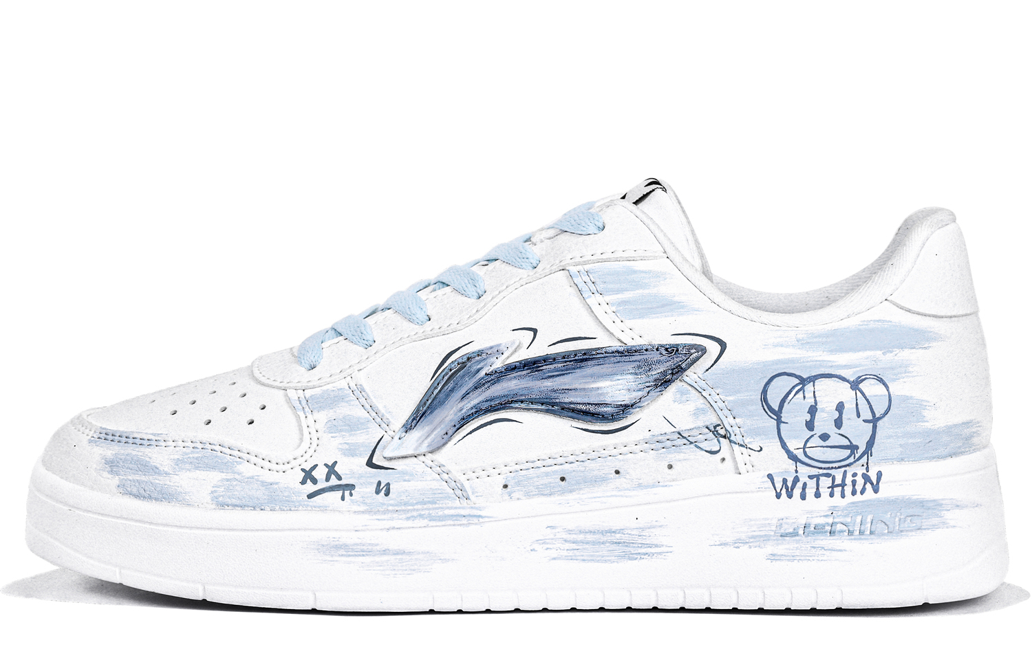 

LINING Понтонные лодки нескользящие, устойчивые к истиранию, дышащие низкие скейтборд кроссовки Men's Blue White