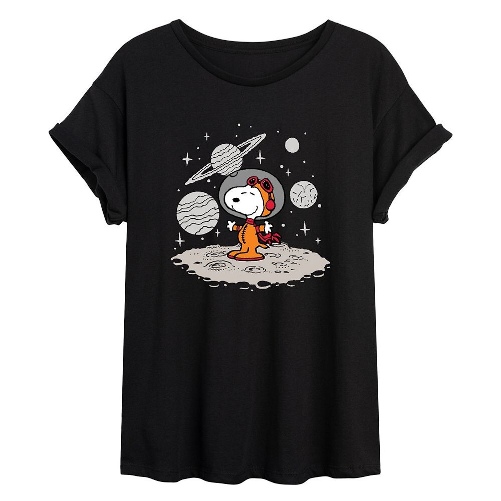 

Струящаяся футболка Juniors' Peanuts Snoopy Planets Licensed Character, черный