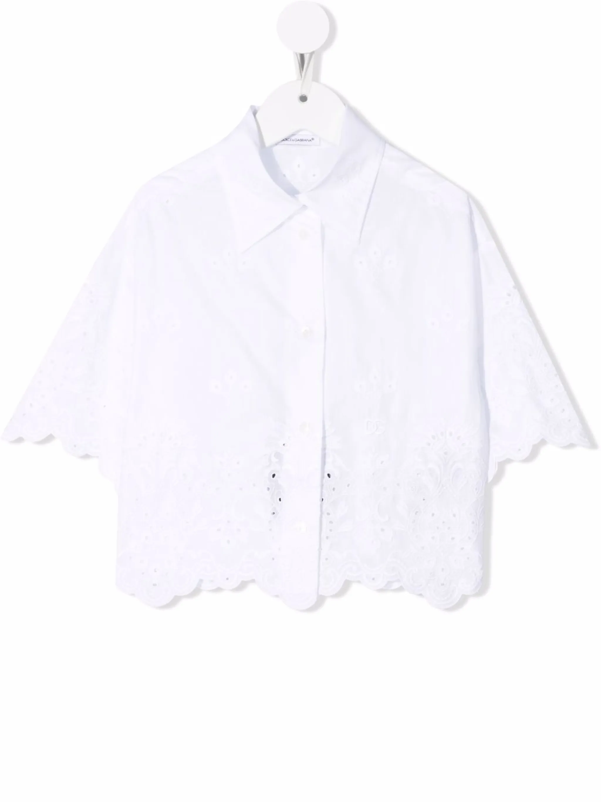 

Рубашка с кружевной отделкой Dolce & Gabbana Kids, белый