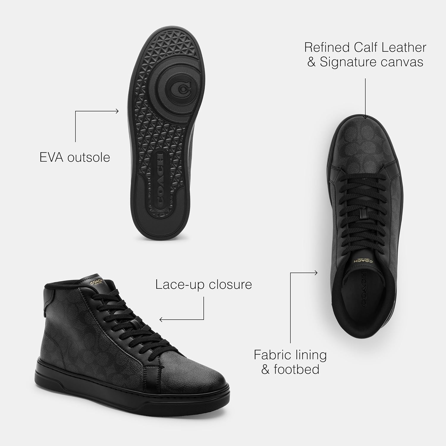 Мужские кроссовки Coach High Line High Top из фирменного канваса, черный — фото 3