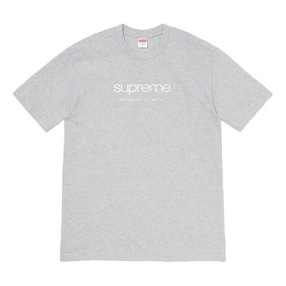 

Футболка ss20 week 1 shop tee classic logo short sleeve gray Supreme, серый