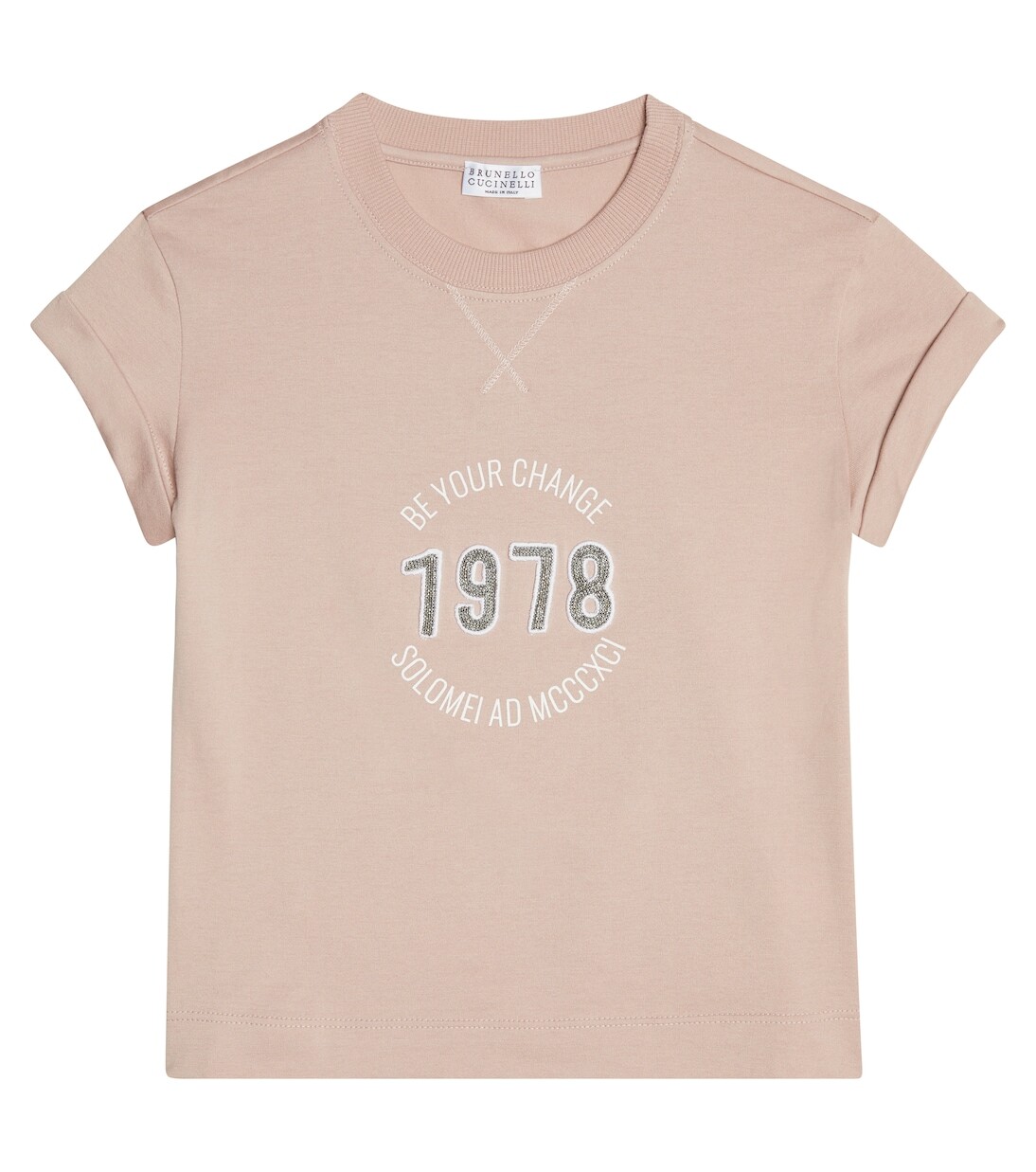 

Украшенная хлопковая футболка Brunello Cucinelli Kids, розовый