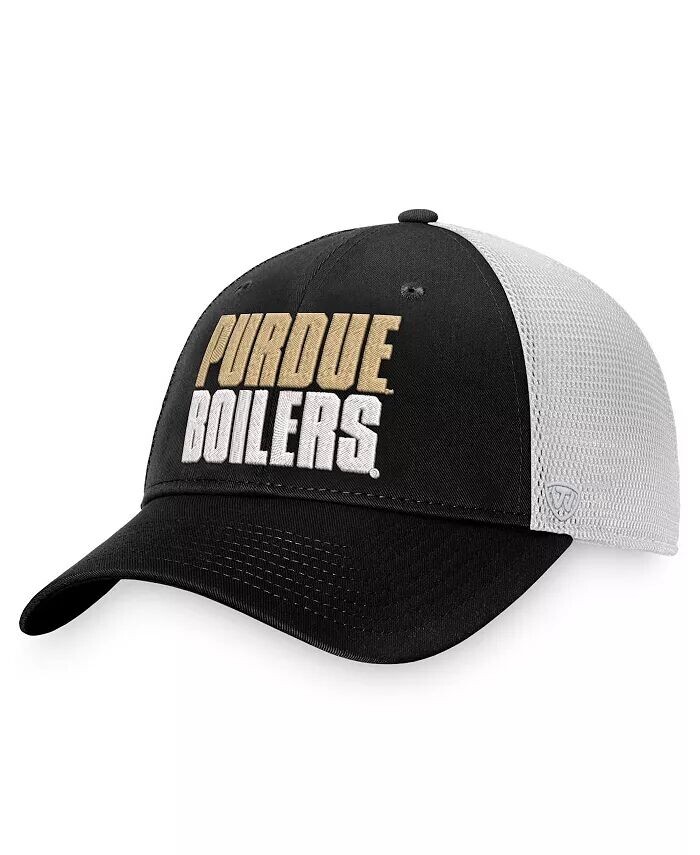 

Мужская черно-белая кепка Purdue Boilermakers Stockpile Trucker Snapback Top Of The World, черный