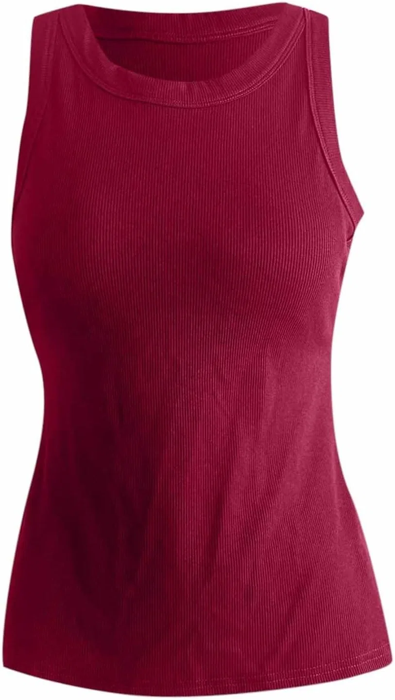 Женский топ с встроенным бюстгальтером Ribbed Tank Tops, цвет Z Wine — фото 3