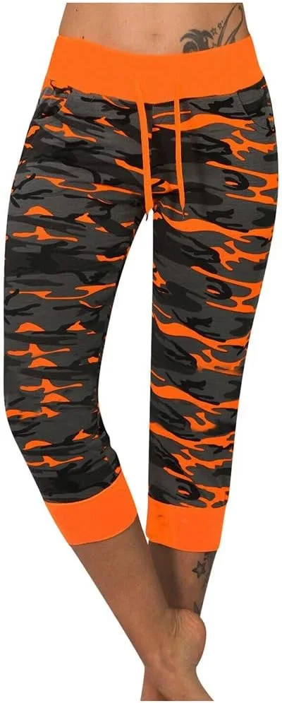 

Капри для женщин с камуфляжным принтом и эластичным поясом