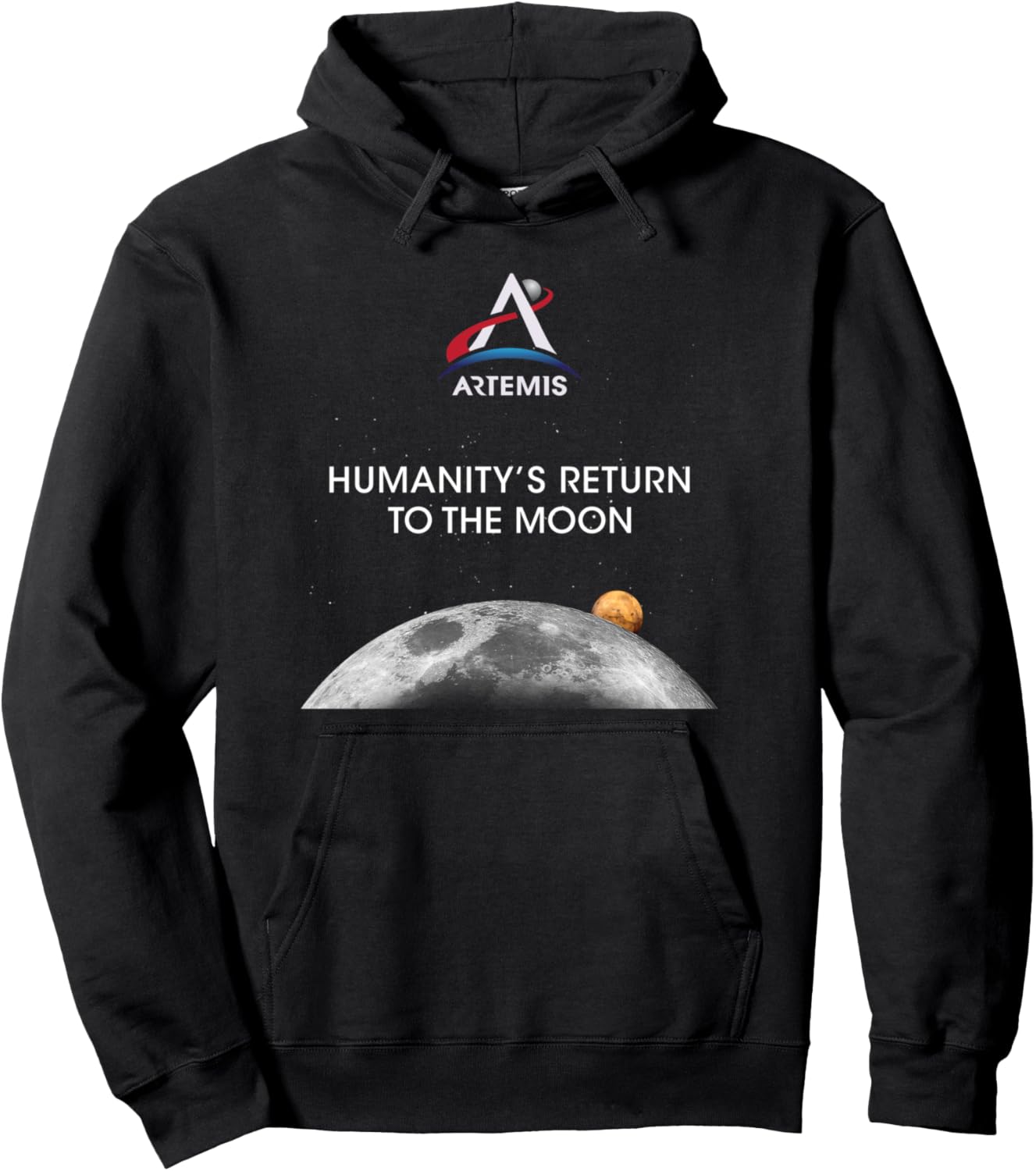 

Худи NASA Artemis Mission First Woman To Moon, черное Nasa Artemis Human Return To The Moon Logo
