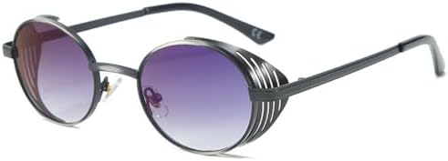 

HaoLMi - Женские и мужские круглые солнцезащитные очки в стиле стимпанк, ретро, ​​солнцезащитные очки с защитой от УФ-излучения UV400, овальные, в стиле панк, винтажные солнцезащитные очки, 4