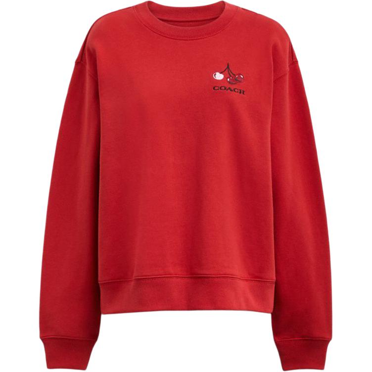 

COACH Свитшот женский Red Crew Neck Moderate Regular, Красный, COACH Свитшот женский Red Crew Neck Moderate Regular