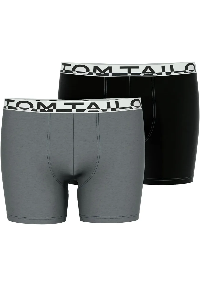 

Трусы-боксеры TOM TAILOR (2 шт.), с поясом с логотипом, цвет Grau-Dunkel-Melange