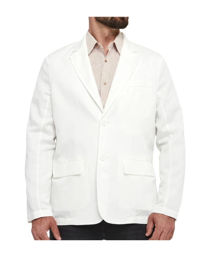 

Однобортный жакет из смесовой льняной ткани Armani Exchange, белый