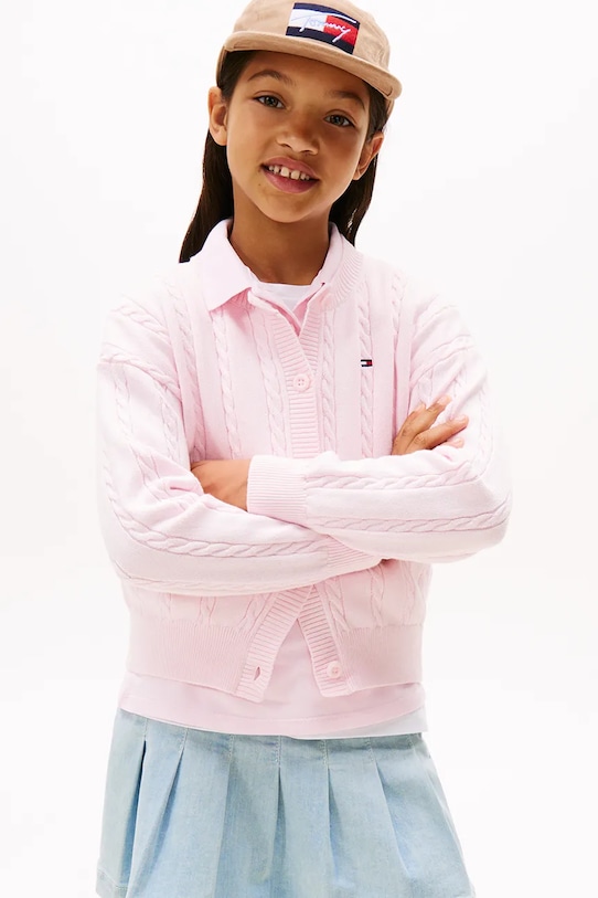 

Детский хлопковый кардиган Tommy Hilfiger, розовый