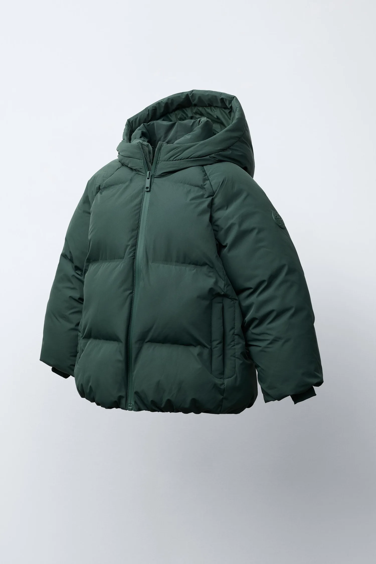 Водоотталкивающая пуховая куртка с капюшоном Zara, зеленый — фото 2