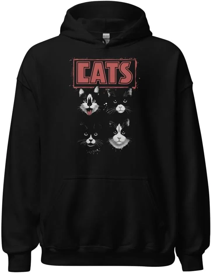 Худи CATS Rock Band – винтажная толстовка с графическим принтом для любителей кошек