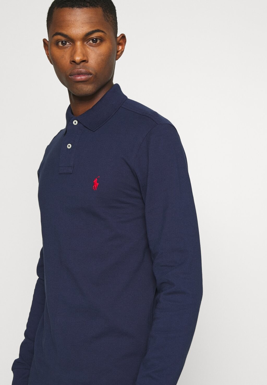 Рубашка-поло SLIM LONG SLEEVE Polo Ralph Lauren, темно-синий Ньюпорт — фото 4