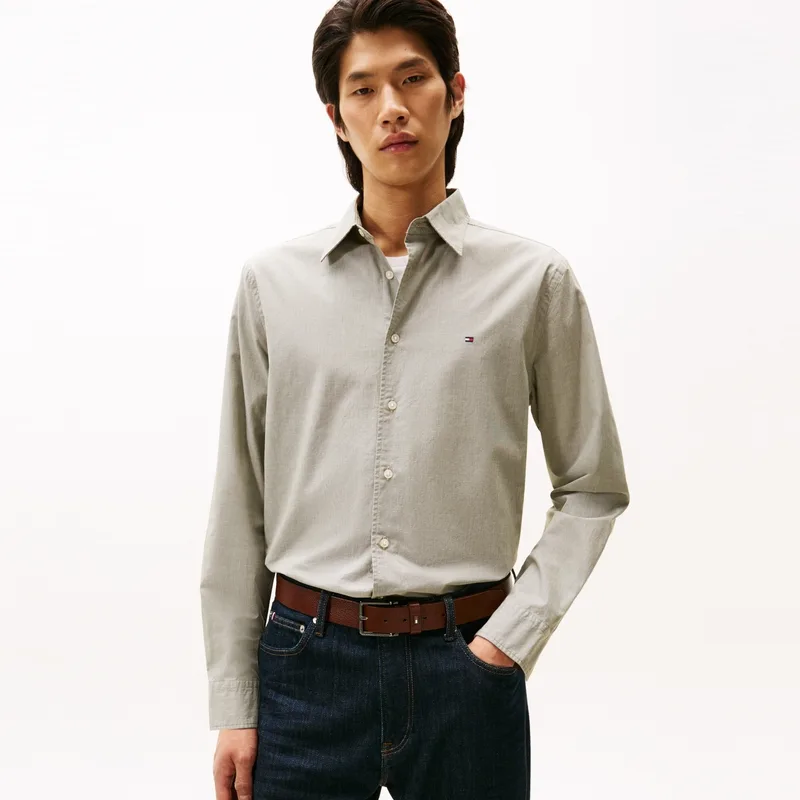 Рубашка мужская с лацканом Tommy Hilfiger, Gray Green 0N5 — фото 4