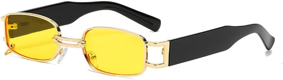 

Популярные модные маленькие прямоугольные женские солнцезащитные очки класса люкс в винтажном панк-стиле для мужчин, солнцезащитные очки с защитой от УФ-излучения UV400 HYYZZC, Golden Yellow