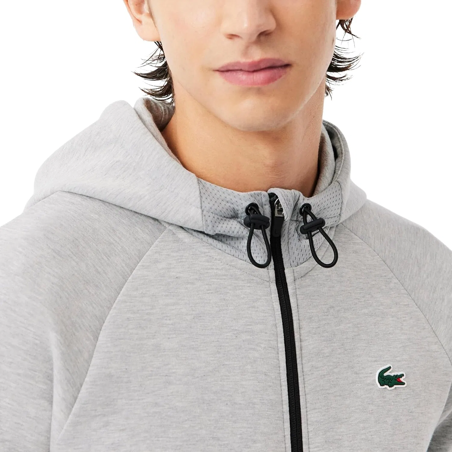 Мужская ветровка Lacoste, дышащая, цвет Silver Chine/Elephant Grey — фото 4