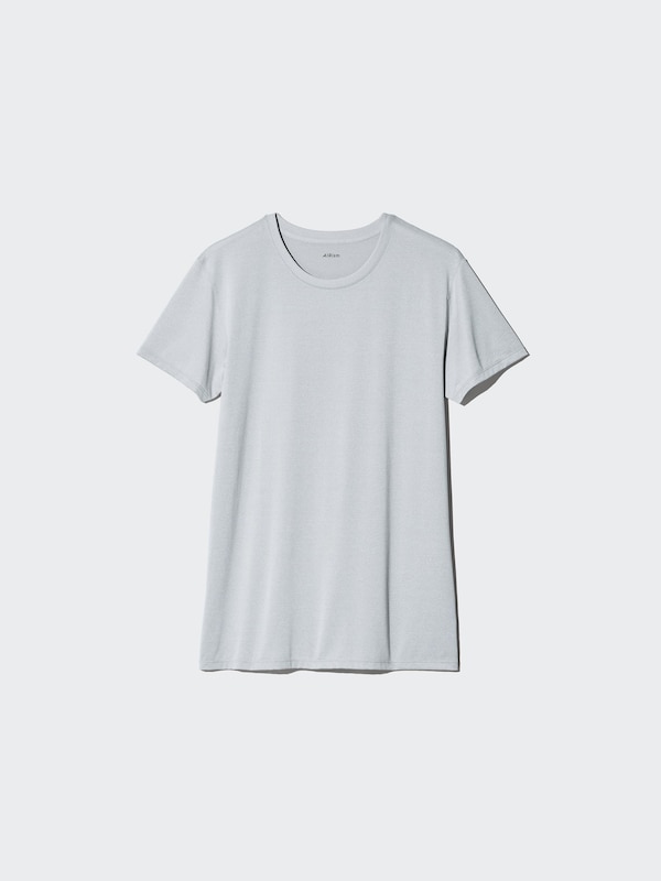 Футболка AIRism с круглым вырезом (меланж) Uniqlo, 02 light grey — фото 2
