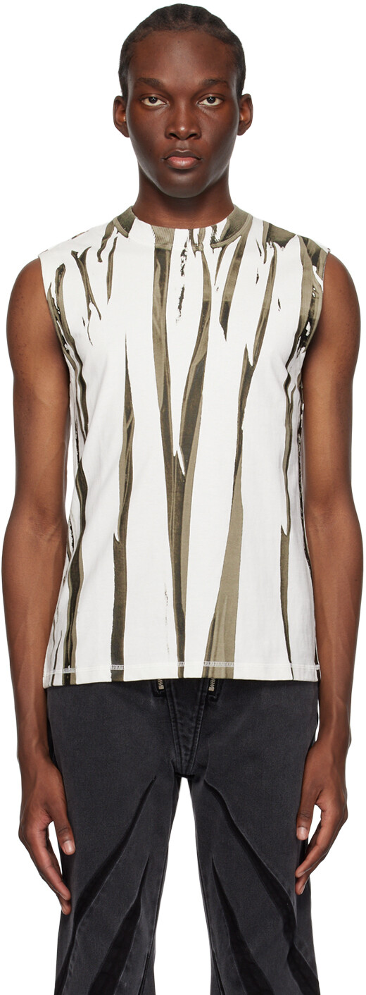 

Майка Dion Lee белого цвета и цвета хаки Fang