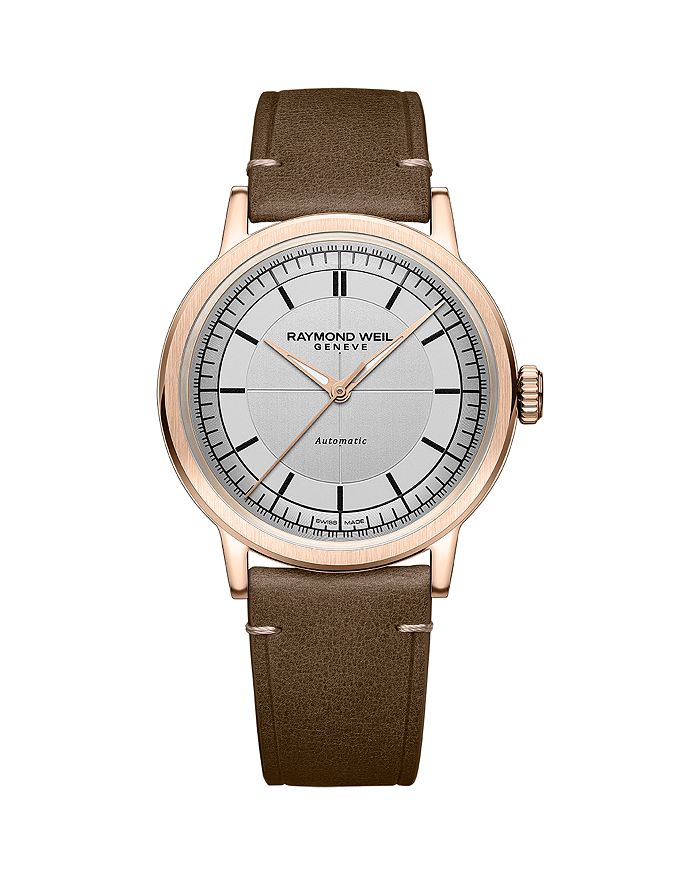 

Часы Millesime Automatic с кожаным ремешком, 39,5 мм Raymond Weil, коричневый