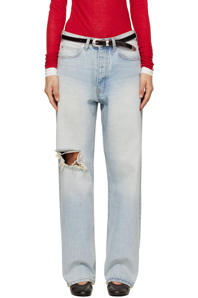 

Tonywack Синие рваные свободные прямые джинсы