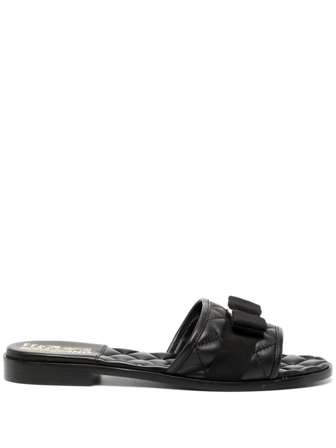 

Ferragamo стеганые шлепанцы Vara с бантом, черный