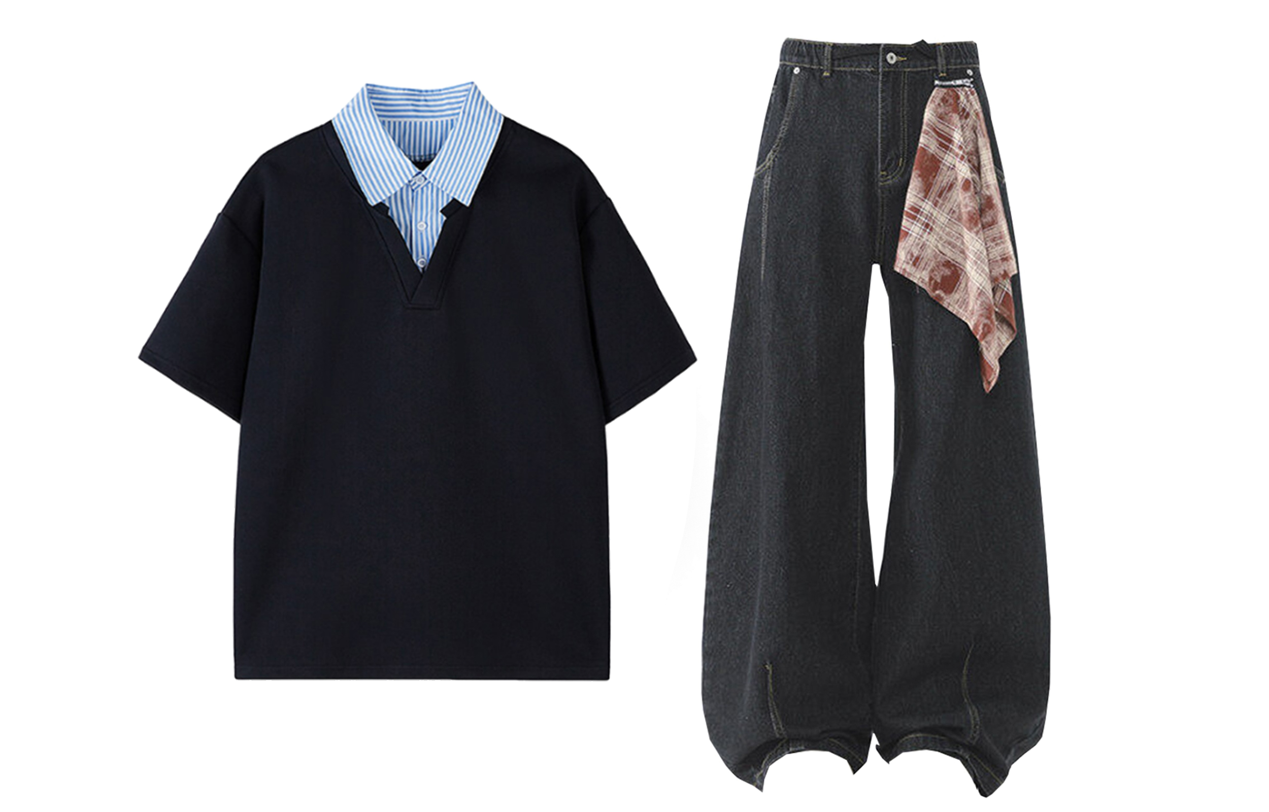 

Повседневная спортивная одежда Unisex с лацканом Lapel Moderate X1617, черный top+черный pants