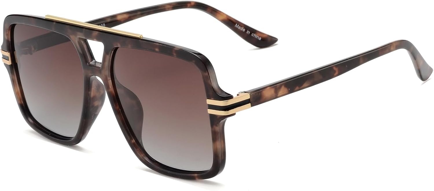 

Солнцезащитные очки OUWEN Retro Oversized Polarized Square Sunglasses для женщин и мужчин, модные дизайнерские большие прямоугольные солнцезащитные очки OW2237, Coffee Tortoise