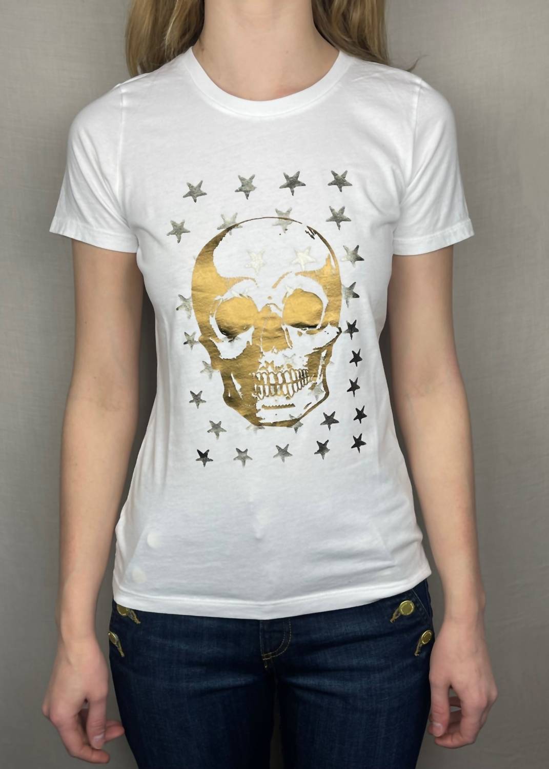 

Микро-футболка со звездами и черепом, медь Unsweetened, цвет stars & skull copper