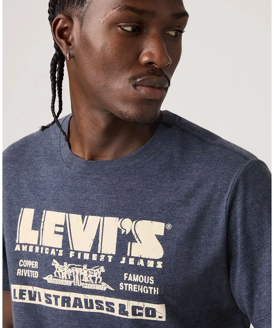 Мужская футболка с круглым вырезом и графическим логотипом Levi's, темно-синий — фото 3