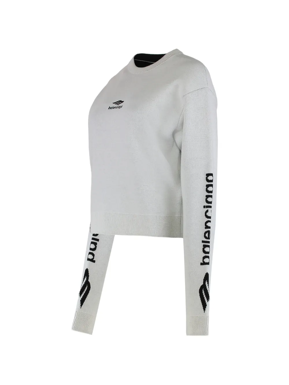 Укороченный свитер с круглым вырезом 3B Sports Icon Balenciaga, белый — фото 3