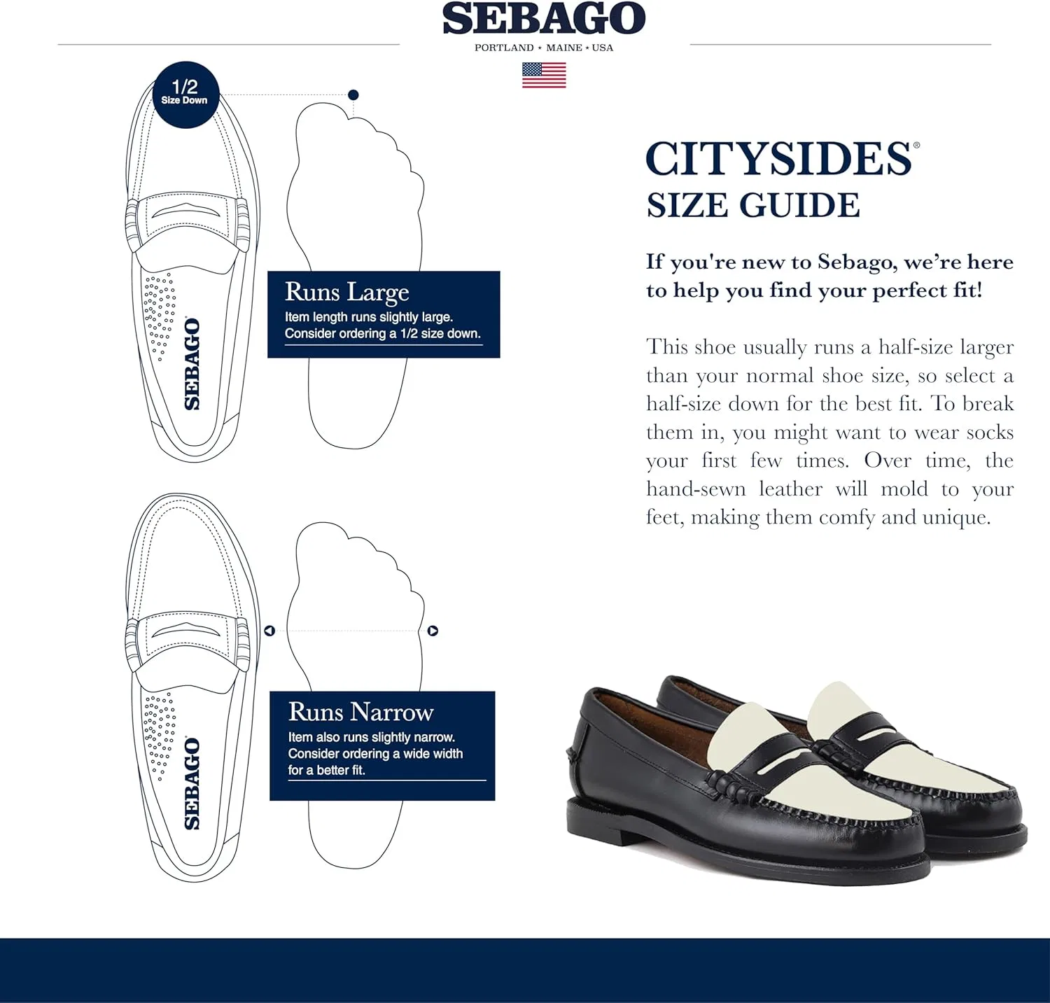Лоферы Classic Dan Sebago, черно-белый — фото 3