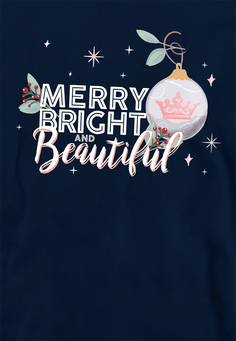 Детская худи Disney Princess Christmas Merry, Bright And Beautiful, темно-синий, темно-синий — фото 2