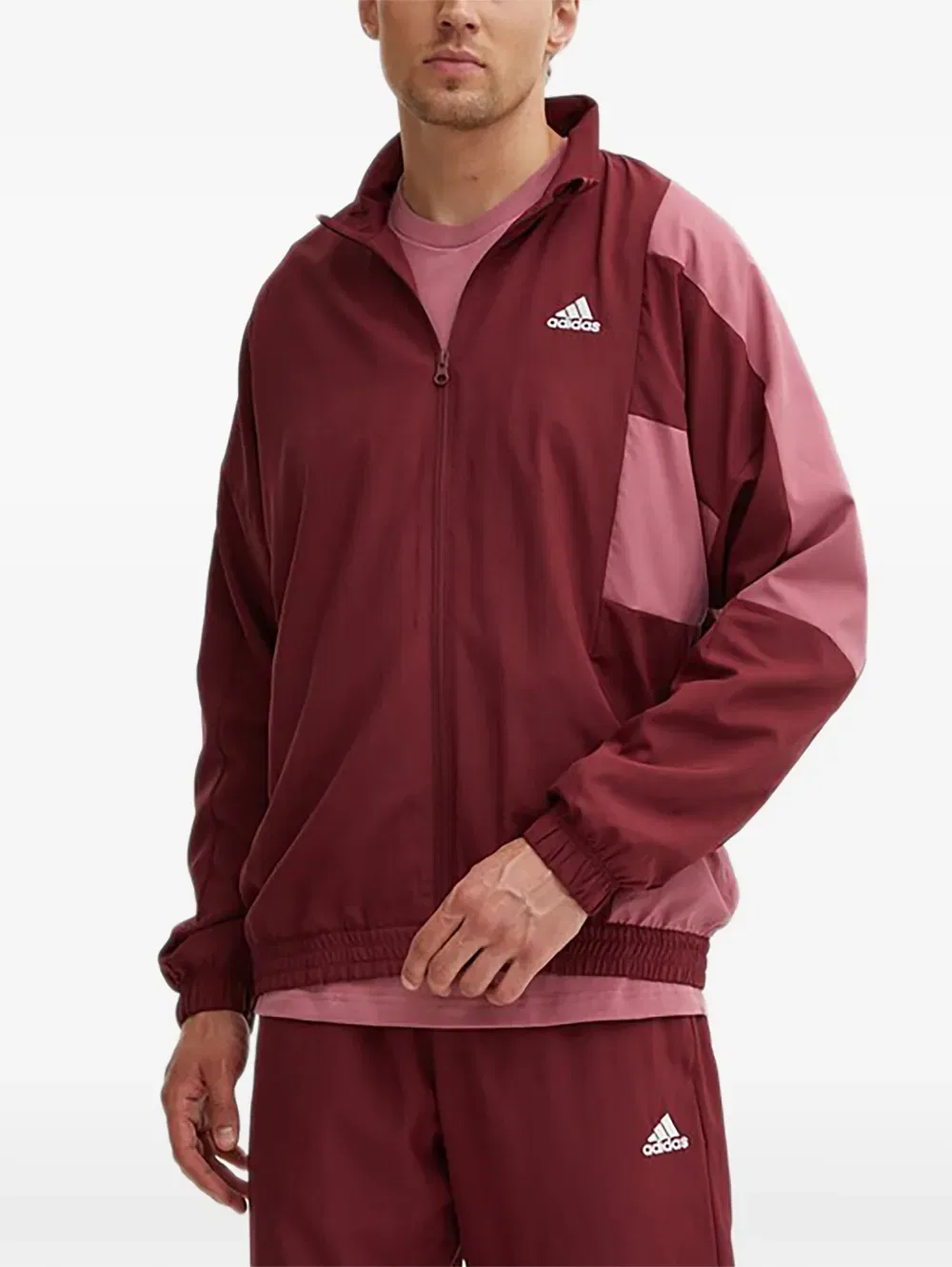 Куртка на молнии с цветовыми блоками Adidas, красный