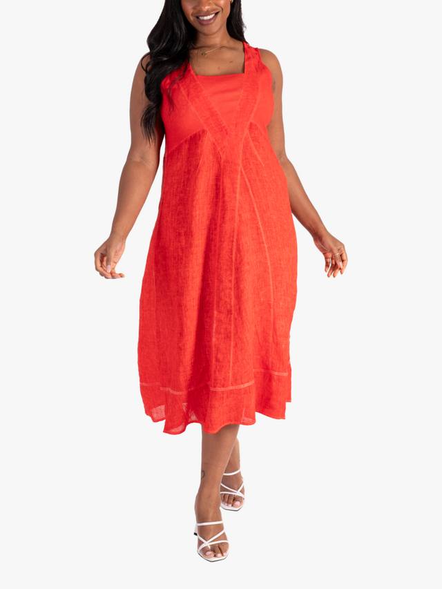 

Рибленое платье без рукавов из льна с панелями chesca, Tomato