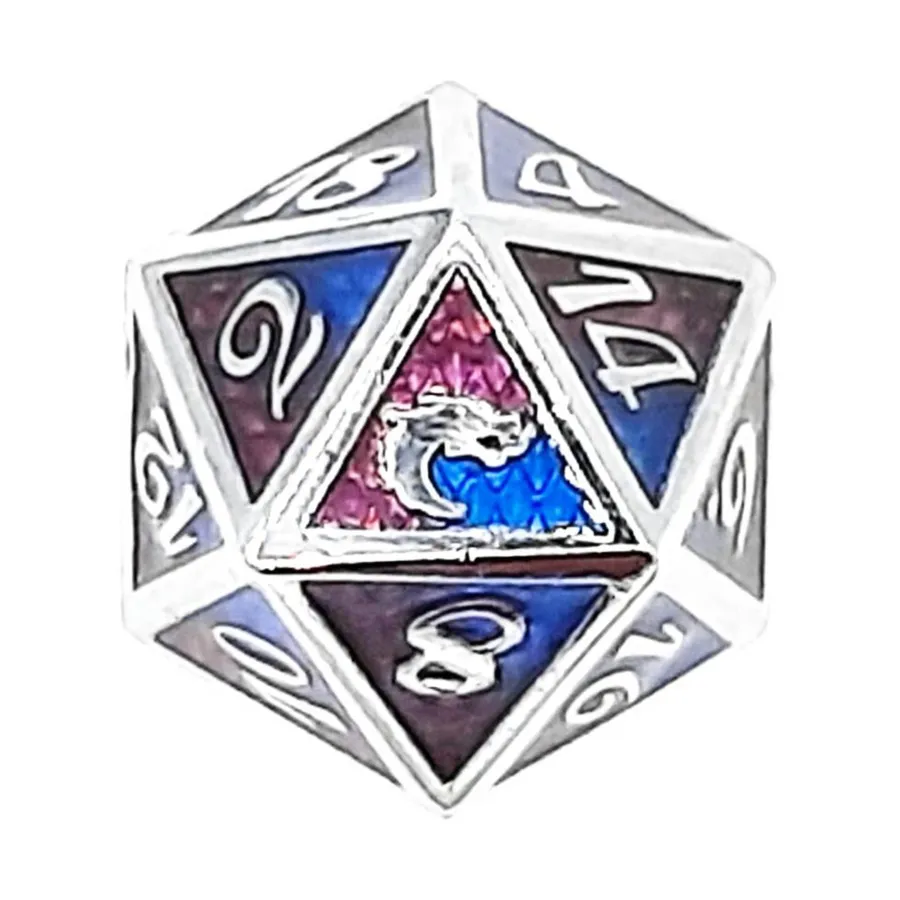 

d20 Чешуя Дракона — фиолетовый и синий, Metal Dice - Dragon Scale