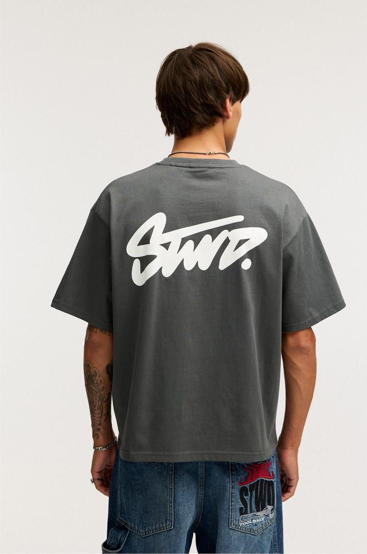 

Футболка с логотипом stwd Pull And Bear, серый