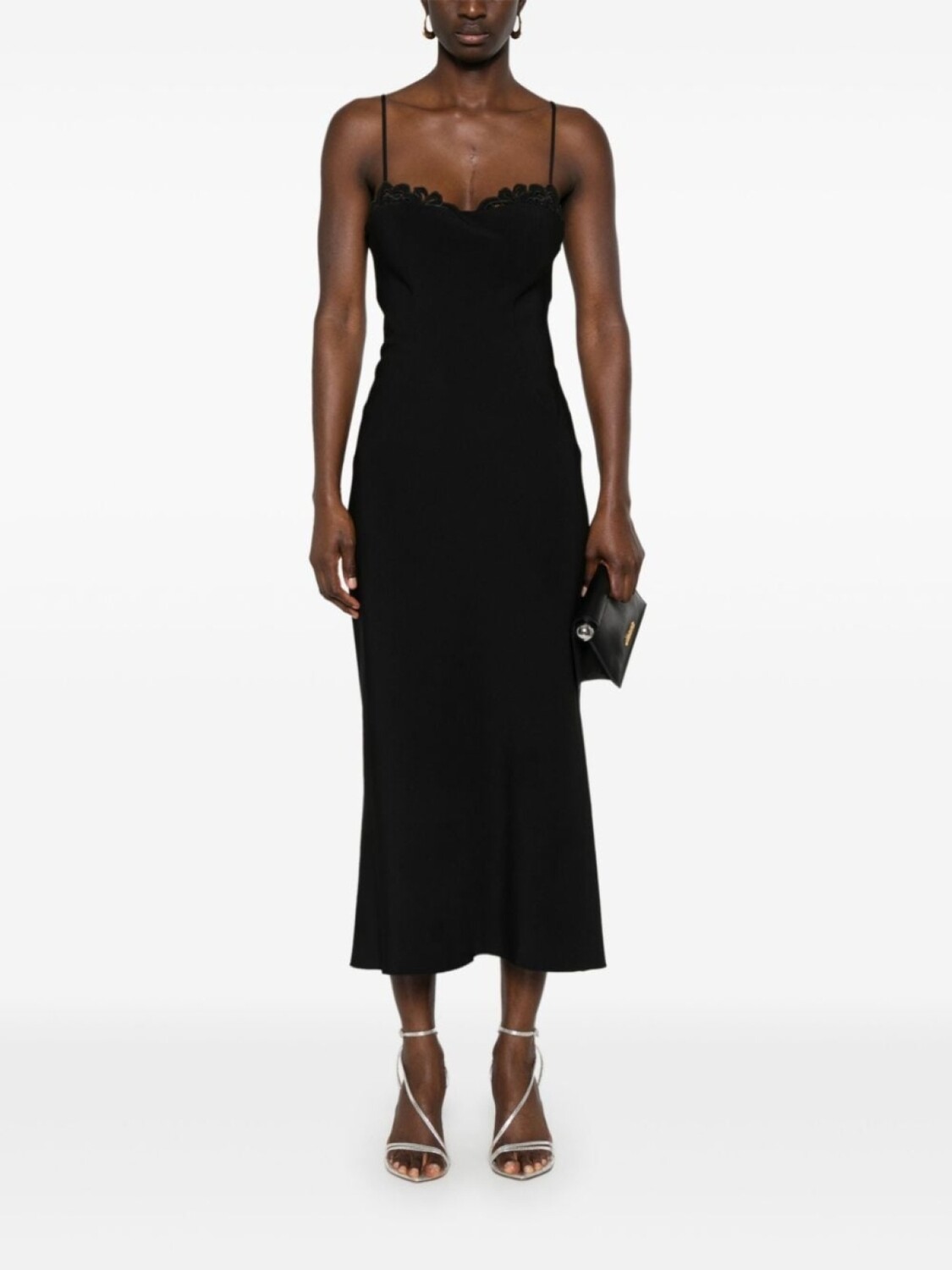 

Платье миди с кружевной отделкой Ermanno Scervino, черный