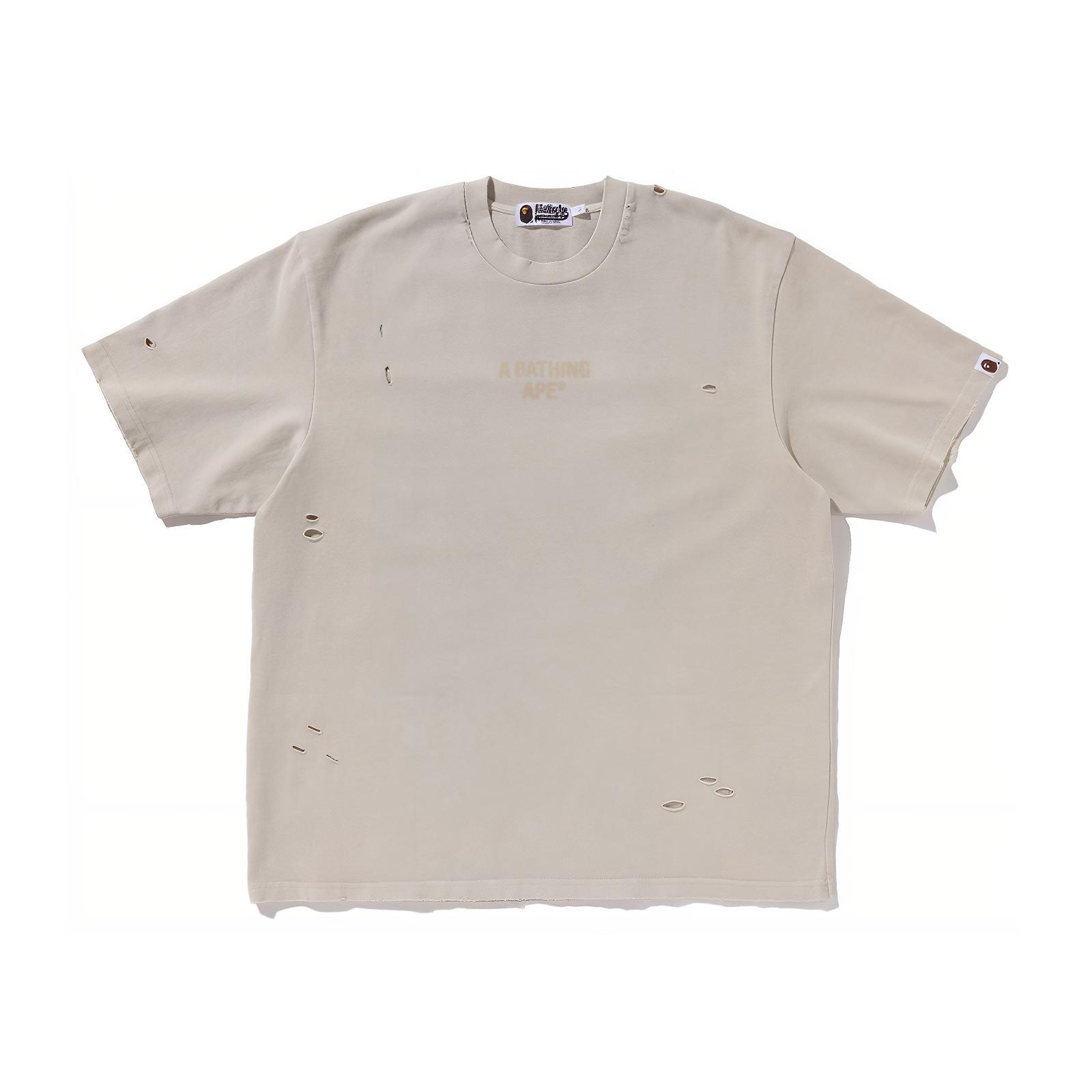 Футболка Bape Damaged Garment Dyed Relaxed Fit A BATHING APE, белый цвет IVX — фото 4