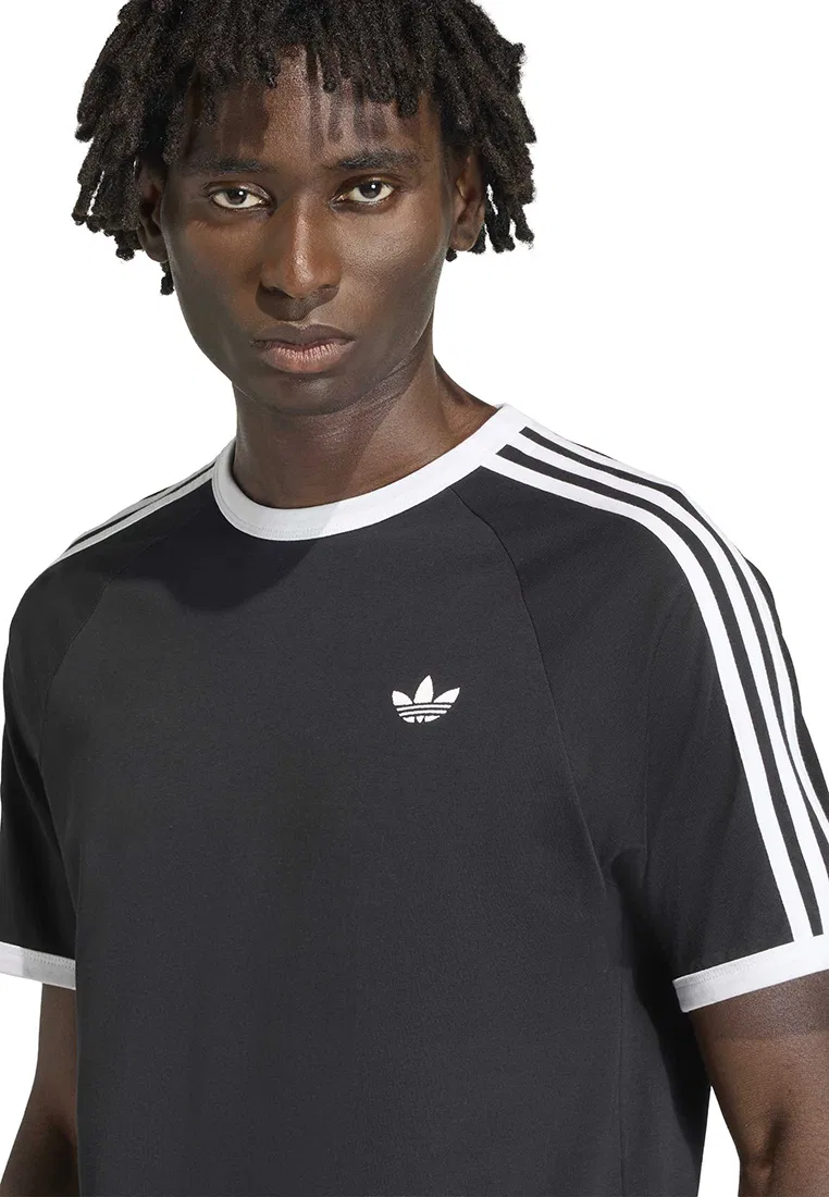 Футболка с тремя полосками, короткий рукав, adidas, черный — фото 3