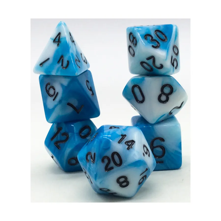 

Набор Poly — светло-синий и белый с черным (7), Dice - Twins, 16mm Poly Sets