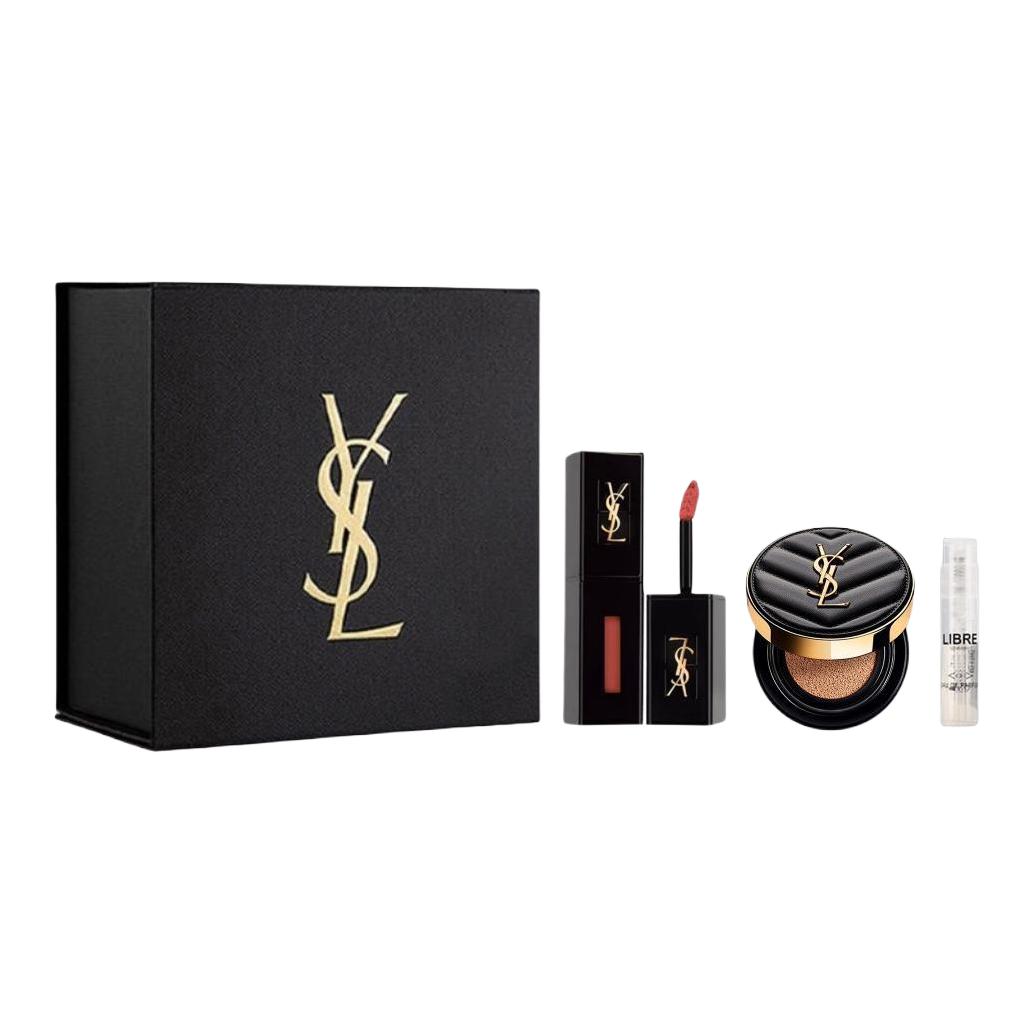 

Набор косметики для женщин SAINT LAURENT, YSL Liquid Lipstick 610+Leather Air Cushion B20+Libre Eau De Toilette