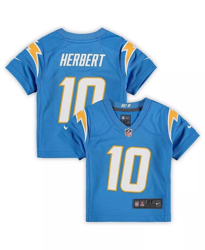 

Джерси для мальчиков и девочек Justin Herbert Powder Blue Los Angeles Chargers Game Jersey Nike, синий