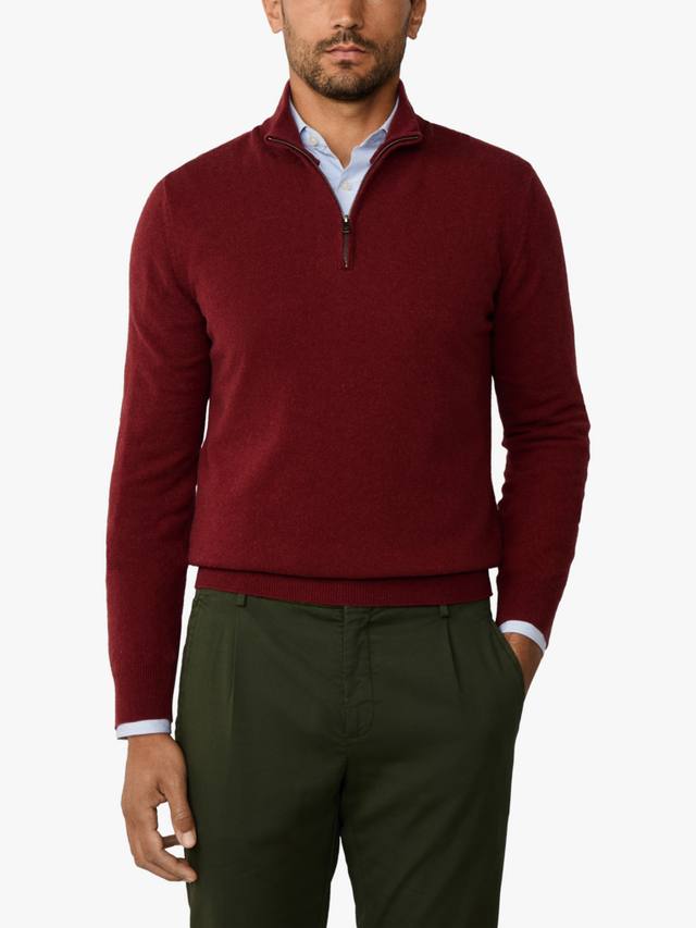 

Джемпер из шерстяной смеси с молнией на четверть Hackett London, Burgundy Red