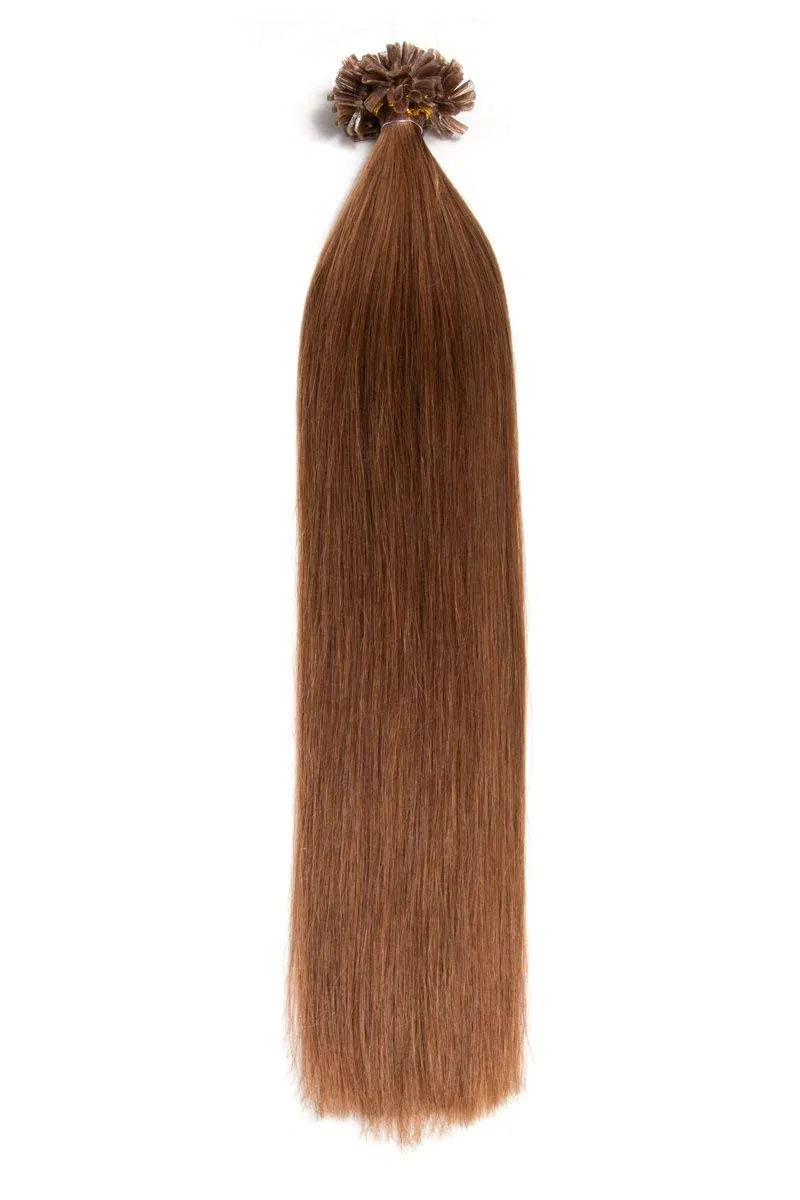 Накладные пряди для волос с кератиновыми капсулами MAHNAZ (45 см, 50 шт.) Glamxtensions, No.08 Golden Brown